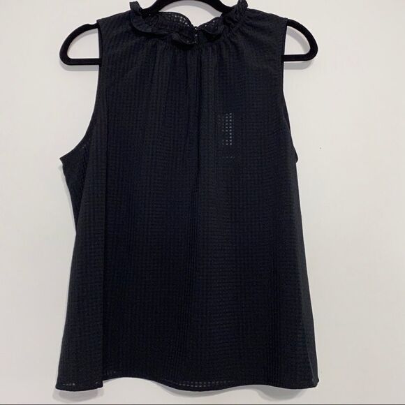 Who What Wear Black High Neck Ruffle Blouse - Picture 5 of 8